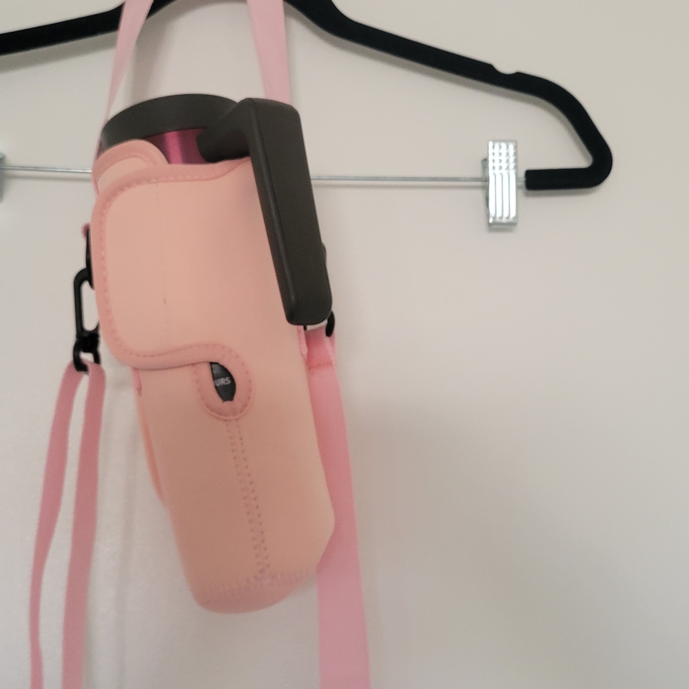 Pink Crossbody Water Bottle Holder